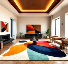 Handcrafted Color Block Abstract Modern Living Rug